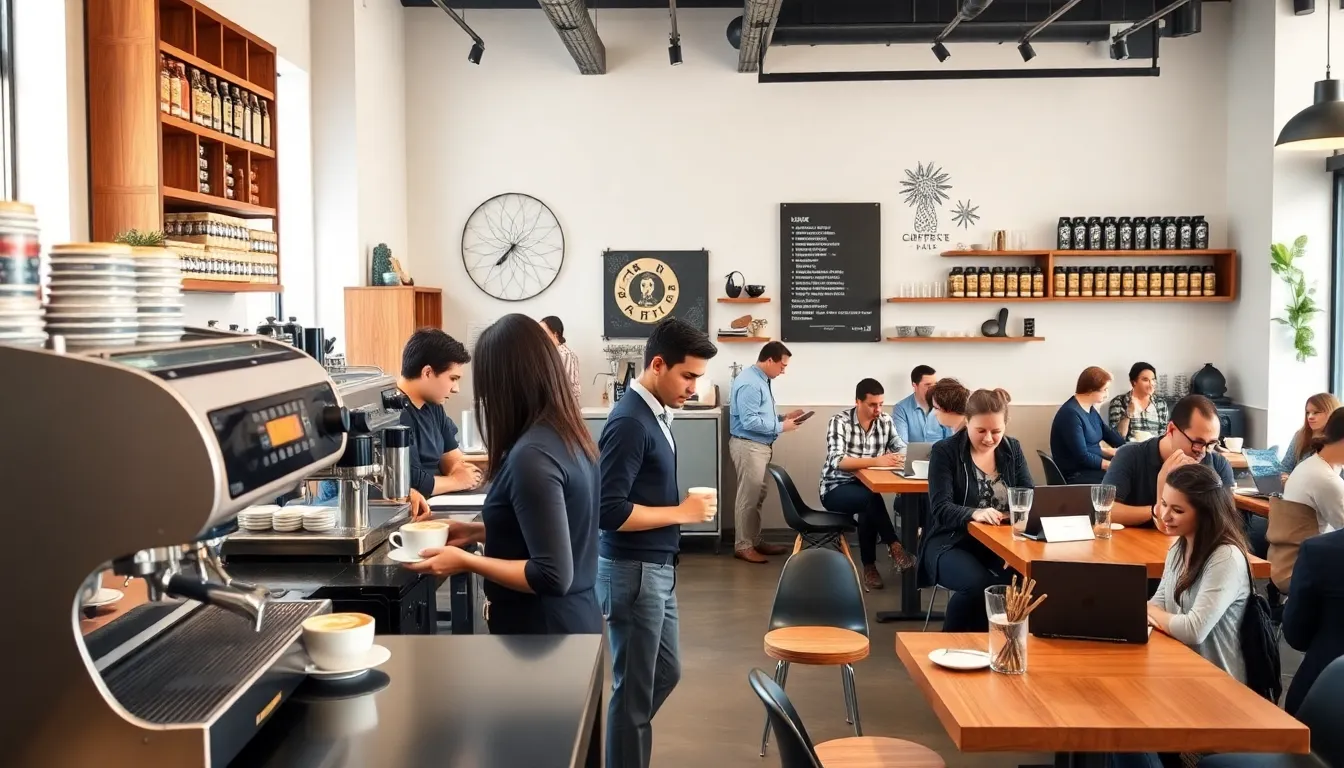 baristas making coffee in a modern Australian café.